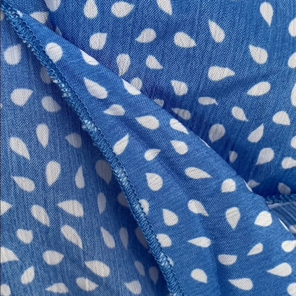 Blue Flutter Sleeve Frill Hemline Trim Dalmatian Dress - Picture 13 of 14
